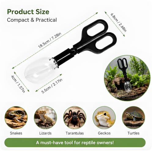 Reptile Feeding Tool, Reptile Poop Scoop Reptile Feeding and Cleaning Tool,Plastic Reptile Feeding Clamp for Tortoise Lizard Frog Spider and Other Small Animals, Terrarium Cleaning Tweezers
