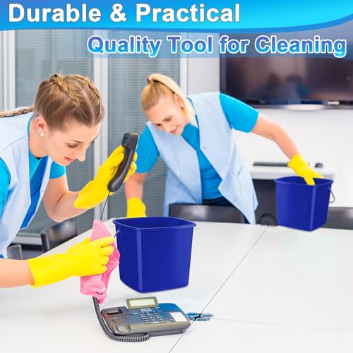 Zhehao 6 Pcs 3 Quart Bucket for Cleaning Small Sanitizer Bucket for Restaurant Square Plastic Pail with Handles for Home, Offices, Commercial Use, Food Service(Dark Blue) - color: Dark Blue