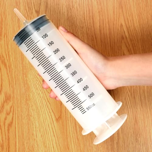 3 Pack 550ml Large Syringes with Tip Adapter, Sterile and Individual Sealed, Plastic Garden Syringe for Liquid, Paint, Oil, Watering Plants, Refilling - style: 550ml