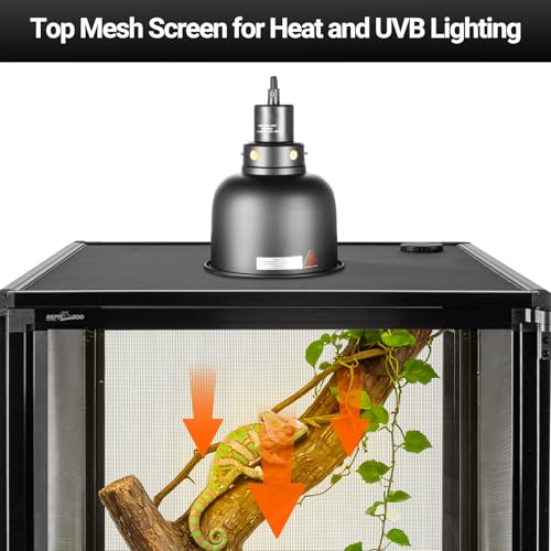 REPTI ZOO 18" x 18" x 36" Reptile Tank, Deluxe Foldable Screen Cage, 50 Gallon Vertical Terrarium with Fogger & Cable Pass, Tall Enclosure for Chameleon, Tree Frog, Crested Gecko, Arboreal Reptiles - size: 18" X 18" X 36"