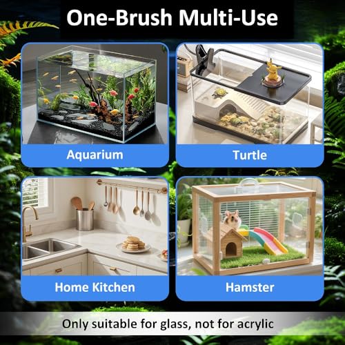 Fish Tank Cleaner with Five Sided Sponge Brush and Long Handle Aquarium Scrubber Alage Scraper for Glass Aquariums Terrarium Home Kitchen(2Pack) - size: 2 Pack