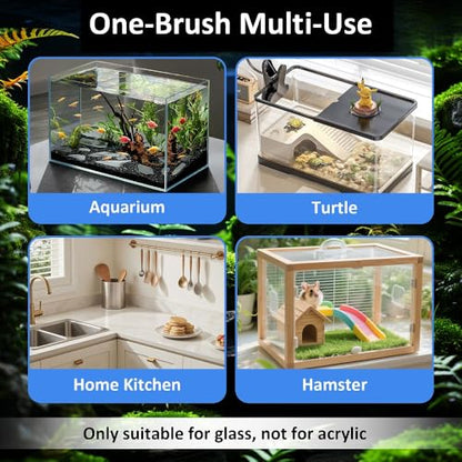 Fish Tank Cleaner with Five Sided Sponge Brush and Long Handle Aquarium Scrubber Alage Scraper for Glass Aquariums Terrarium Home Kitchen(2Pack) - size: 2 Pack