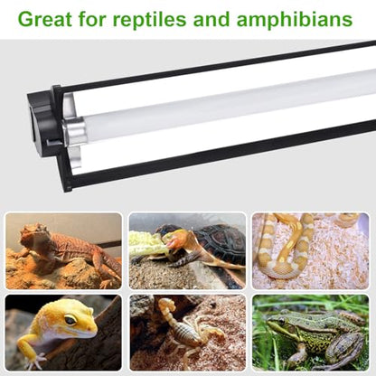 Aiicioo T5 HO UVB Reptile Light Fixture 10.0 8W Light Combo Kit 12 Inch Light Fixture Reptile Terrarium Hood with 8W Reptile Light Bar for Bearded Dragon Lizards Turtle Tank - size: 10.0 8W 12Inch