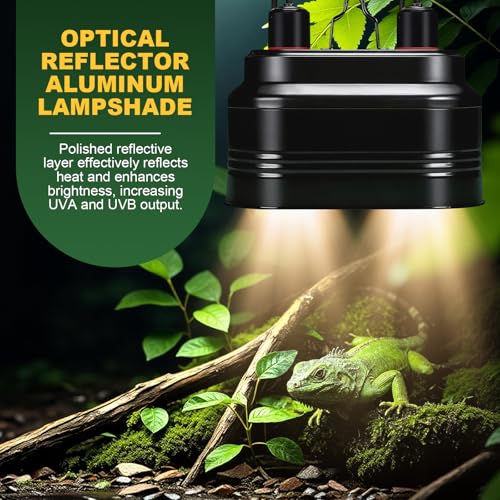 Dual Reptile Light Fixture Max 160W Each Heat Lamp Fixture Fits Heating Lamp Terrarium Light UVB Light for Lizards Turtles Snakes Terrarium Habitat