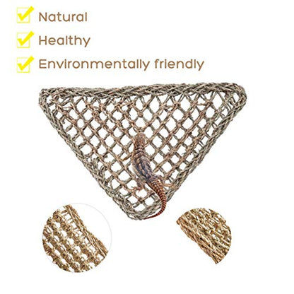 Tfwadmx 2 Pack Bearded Dragon Hammock, Reptile Climbing Decor, Lizard Lounger 100% Natural Seagrass Fabric Hammock for Reptiles, Geckos, Anoles, Iguanas, Hermit Crabs, Triangular - size: 12x8In
