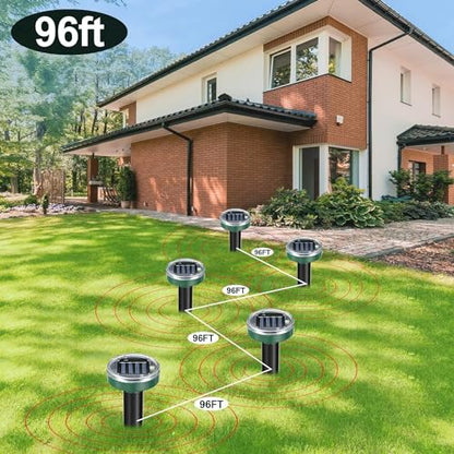 8 Pack Mole Repellent Solar Powered Snake Repellent Ultrasonic, Gopher Repeller Sonic Mole Deterrent Spikes, Snake Gopher Vole Repellent Outdoor for Lawn Garden & Yard-Green