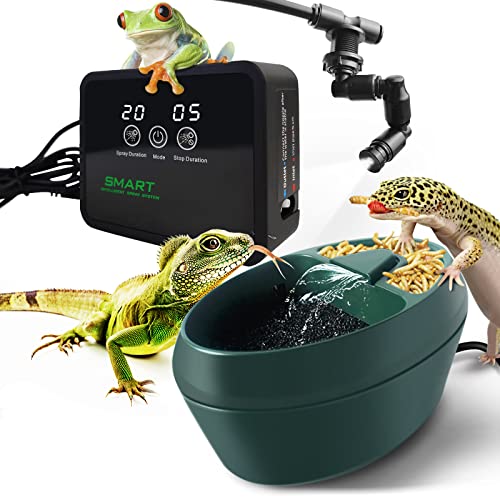 MYGIIKAKA Automatic Mister for Reptiles with Reptile Drinking Water Fountain Chameleon Accessories Automatic Circulation System Set