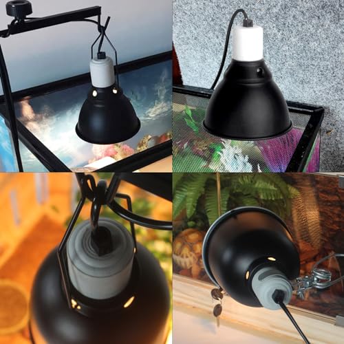BNOSDM Reptile Light Fixture,5.5 Inch Shallow Dome Reptiles Heat Lamp Fixture for UVB UVA Bulb,Heat Basking Bulb,Optical Reflection Heat Lamp Fixtures for Reptile Amphibian Tank Terrariums - size: 5.5 Inch Shallow
