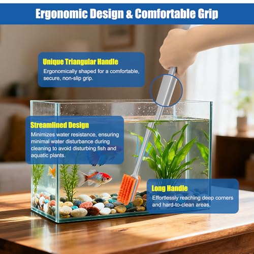 DaToo Small Glass Aguarium Cleaning Tool Algae Scraper for Acrylic Aquariums Fish Tank Cleaner Brush - size: 11.8in