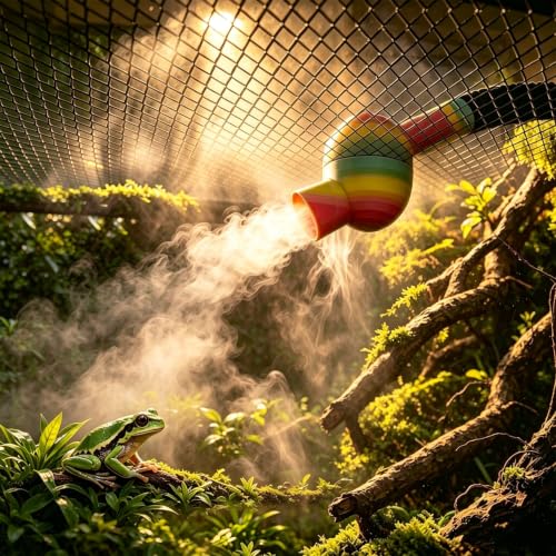 Magnetic Terrarium Fogger Adapter, Reptile Humidifier, Fits Mesh Lid, Dual Tubing for 1 Inch & 20mm Hose for Turtle, Frog, Gecko, Snake, Lizard Vivarium. (Pink) - color: Pink