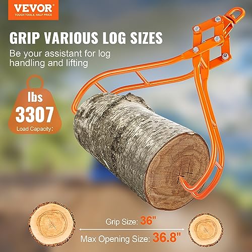 VEVOR Timber Claw Hook, 36 inch 4 Claw Log Grapple for Logging Tongs, Swivel Steel Log Lifting Tongs, Eagle Claws Design with 3307 lbs/1500 kg Loading Capacity for Tractors, ATVs, Trucks, Forklifts - style: 36in-Swivel