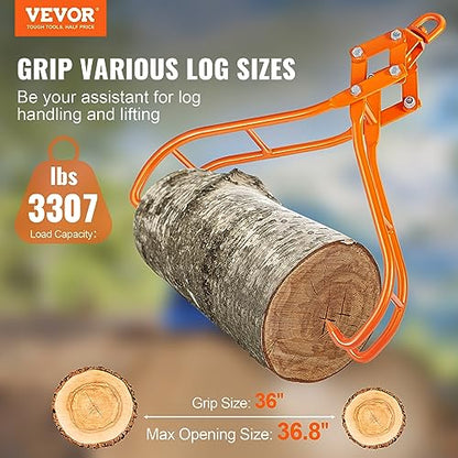 VEVOR Timber Claw Hook, 36 inch 4 Claw Log Grapple for Logging Tongs, Swivel Steel Log Lifting Tongs, Eagle Claws Design with 3307 lbs/1500 kg Loading Capacity for Tractors, ATVs, Trucks, Forklifts - style: 36in-Swivel
