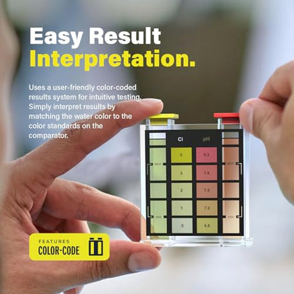 LUPO 2-In-1 Pool Test Kit | Pool Testing Kit For Residential Swimming Pools & Spas For Testing Free Chlorine & pH | Pool Chemical Test For Quick & Accurate At-Home Pool Water Testing