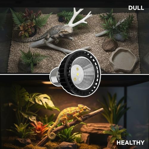Reptile Light Bulb UVB 5.0, 3W Full Spectrum UVA UVB Light for Reptiles, E27 Base, Aluminum Shell, Low Power Consumption, Vitamin D3 Synthesis, 2.8 x 2.4 x 2.4 in