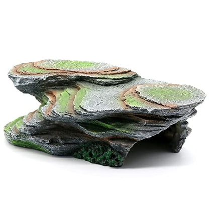 Reptile Resting Terrace Tortoise Climbing Platform Shale Scape Step Ledge, Reptile Cave Hideout Leopard Gecko Accessories Decorations, Great for Reptiles, Amphibians, Bearded Dragons, Lizard, Frogs - style: Medium-B-12*6*4