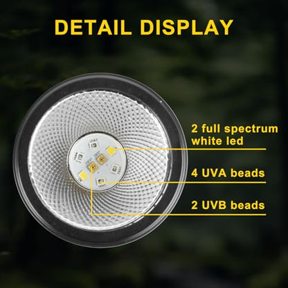 LUCKY HERP UVB Light for Reptiles, High-Intensity UVB Reptile Light Bulb 5W 10.0 LED Lamp, Full Spectrum UVA UVB Bulb for Reptiles, Desert UVB Light Ideal for Reptiles Bearded Dragons Tortoises