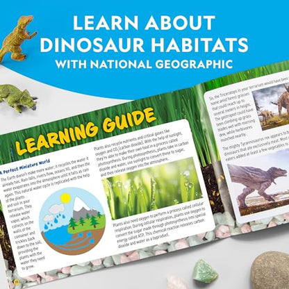 National Geographic Light-Up Dinosaur Terrarium Kit for Kids Ages 6+ | Real Plants and Gemstones, Night Light, Dino Habitat, DIY Science Activity, Dinosaur Toys, Birthday Gift - style: Large Dino Habitat