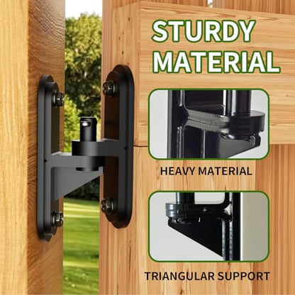 Heavy Duty Gate Hinges 2 Pack, 600LB Capacity Wall Mount, Steel Rust-Proof Hinge for Farm, Wooden Fences & Driveway Gates, Anti-Sag Design