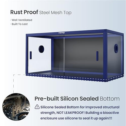Stackable 50 Gallon Reptile Enclosure for Gecko, Juvenile Reptile | Optimal Ventilation & Light Penetration by Rust Proof Mesh Top, Easy Assembly within 6 Steps with Clear Instruction - color: Dart Blue, size: 50 Gallon