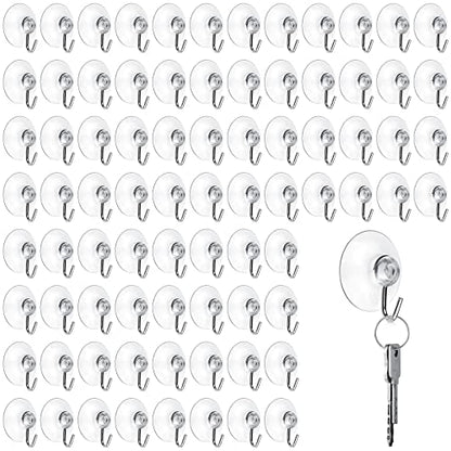 Mudder 80 Pcs Clear Suction Cups Metal Hooks for Window Glass Wall,45 mm | Window Hanging Towel Holder for Bathroom Kitchen, 45 mm Holds 3 lbs, Grips Glass Tile Mirror, Removable No Damage Install - size: 45 mm