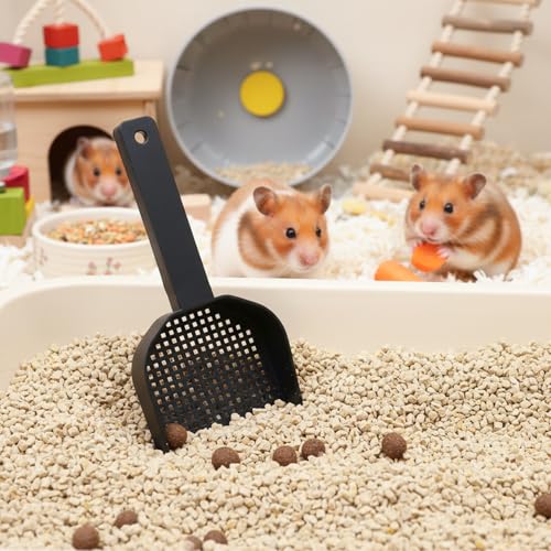 2Pcs Poop Scooper Cat Litter Scooper Small Holes 2mm for Rabbit Small Pets | 2.95 in × 5.9 in, Plastic Handle Fine Mesh Sifting Shovel for Guinea Pigs, Rabbits, Easy Waste Cleaning