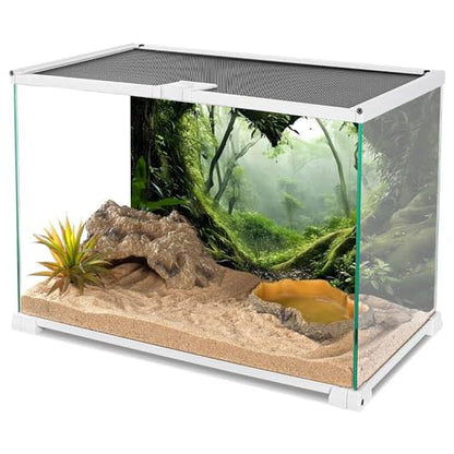 AWERT 48x18 inches Polyester Tropical Rainforest Terrarium Background Stream Green Huge Tree Reptile Habitat Background Foggy Rainforest Aquarium Background | AWERT Polyester Tropical Foggy Stream Terrarium Background - size: 48x18in/120x45cm