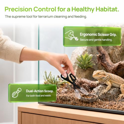 Reptile Feeding Tool, Reptile Poop Scoop Reptile Feeding and Cleaning Tool,Plastic Reptile Feeding Clamp for Tortoise Lizard Frog Spider and Other Small Animals, Terrarium Cleaning Tweezers