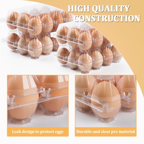 60 Pack Plastic Egg Cartons 12 Count, Clear Egg Cartons Cheap Bulk | Reusable Egg Holder for Family, Pasture, Farm Markets Display - Medium Egg Containers 3x4 Grids - style: 3x4Grids-60count
