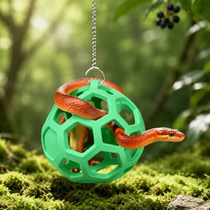 Snake Enrichment Toys for Ball Python, Includes Jungle Gym Ball with Chain, Climbing Rings for Small Corn Snake, Small Reptiles Exploring&Climbing Accessories