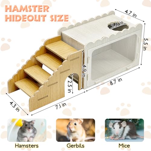 Fhiny Hamster Hideout Wooden Chamber with Climbing Ladder, Visible Hamster Digging Box with Acrylic Transparent Board Gerbil Platform Exploring House Habitat Decor for Dwarf Hamsters Gerbils Mice - size: 1-Chamber Digging Box with Ladder
