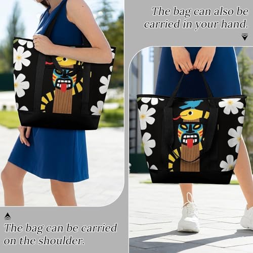 Snake River Totem Insulated Cooler Bag Reusable Grocery Tote Bags Transport Large Lunch Purser for Work Picnic Hiking