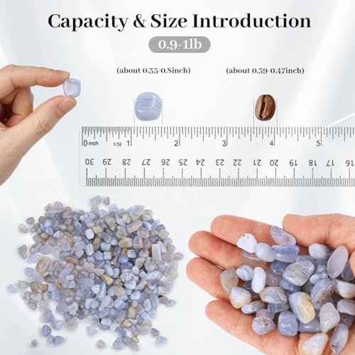 1 LB(0.35" - 0.8") Natural Quartz,Blue Pebbles for Vase Filler | Sea Glass for Crafts, Betta Fish Tank Aquarium Decor, Succulent Rocks for Plants Indoor - color: Light Blue