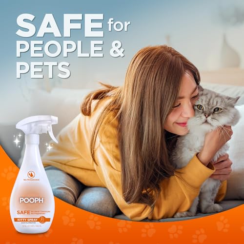 POOPH Kitty Odor Eliminator Spray for Cats, 32 fl oz | Helps eliminate cat odors on furniture, bedding, litter areas, and more. Fragrance-free 32 oz spray