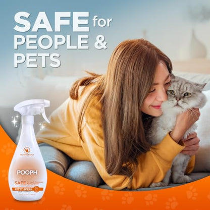 POOPH Kitty Odor Eliminator Spray for Cats, 32 fl oz | Helps eliminate cat odors on furniture, bedding, litter areas, and more. Fragrance-free 32 oz spray