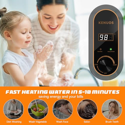 Under Sink Instant Hot Water Heater,2.5 Gallon Mini Tank Water Heaters with LED Display,1500W 120V Small Water Heater 1/2" NPT for RV,Kitchen,Compact Design with T&P Valve,3-Way Fitting Valve - color: White