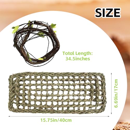 Resin Skull Habitat Hideout Cave Decor Reptile Hammock Lizard Lounger Bearded Dragon Tank Accessories Reptiles Hanging Vine Bendable Jungle Climbing Plant Terrarium Decoration(4PCS)