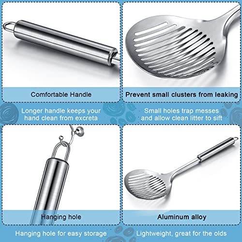 2 Pcs Cat Metal Litter Scoop Litter Scoop, Cat Accessories Scooper Stainless Steel Kitty Poop Sifting Cleaning for Litter Box, Metal Poop Sifter Pet Supplies