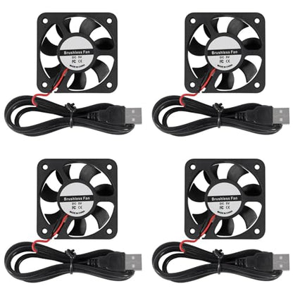 UMLIFE 50mm Fan 5V USB Brushless DC Cooling Fan, 4 Pack Speed 4200 RPM Fan for Small Appliances Series Replacement (4 PCS 5010 5V USB) - color: 5V USB(5010)