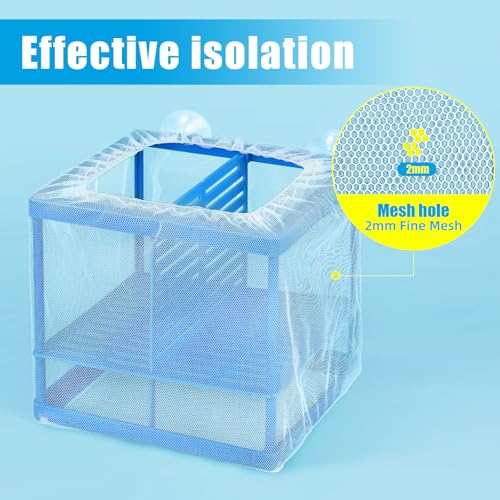 AQUANEAT Fish Tank Breeder Small Mesh Net Fry Saver Aquarium Spawn Hatchery Isolation with Suction Cups Hatchery Incubator for Shrimp Betta - size: Small