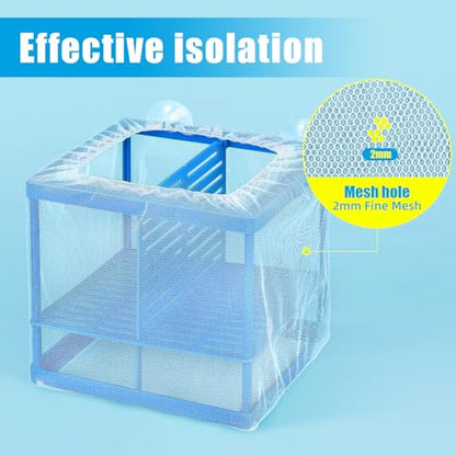 AQUANEAT Fish Tank Breeder Large Mesh Net Fry Saver Aquarium Spawn Hatchery Isolation with Suction Cups Hatchery Incubator for Shrimp Betta - size: Large
