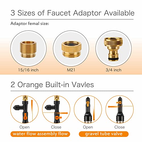 hygger Upgrade Aquarium Water Changer Kit, Semi-Automatic Fish Tank Gravel Cleaner, with 33 FT Water Hose, Flow Control Valve - size: 33FT