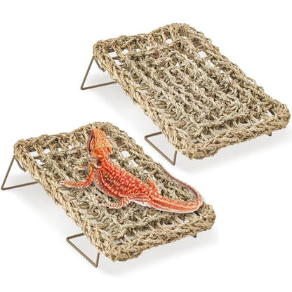 BNOSDM 2PC Reptile Basking Platform for Bearded Dragon Bed Tank Accessories - color: 2PCS Hammock