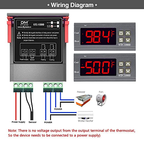 diymore All-Purpose Digital Temperature Controller Thermostat Fahrenheit Thermostat with Sensor (110-220V) ITC-1000F for Refrigerator Fermenter, Heate Blanket Temperature Controller