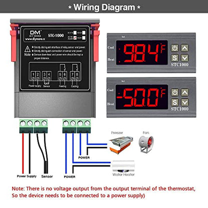 diymore All-Purpose Digital Temperature Controller Thermostat Fahrenheit Thermostat with Sensor (110-220V) ITC-1000F for Refrigerator Fermenter, Heate Blanket Temperature Controller