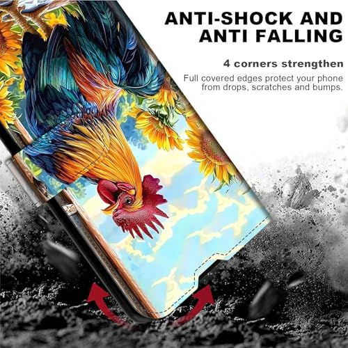 for Cricket Outlast 5G 2024 Wallet case with RFID Blocking Credit Card Holder Kickstand, Folio Flip PU Leather Shockproof Protective Cover for AT&T Motivate Pro 5G, Majestic Rooster - color: Majestic Rooster