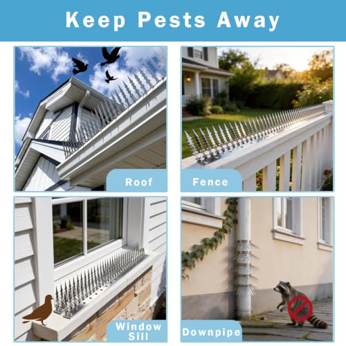 Anti-Bird/Squirrel Spikes & Squirrel Proof Baffle for Bird Feeders Pole | 4in Multi-Layer Barrier with 23 Prong,for Shepherd's Hooks/Fences/Roofs/Trees/Gutters&Downspouts.Repels Pigeons,Raccoons,Mice - size: Large-1M*10CM