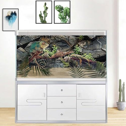 Stone Aquarium Background, Underwater Rock Plant Fish Tank Background Rocky Terrarium Background Black, Polyester Background with 6 EVA Double-Sided Tapes 36x18 inches/90x45 - color: Rock, size: 36"L x 18"W