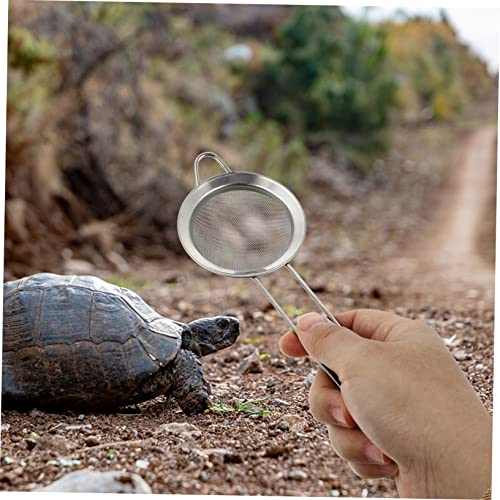 Toyvian Stainless Steel Reptile Sand Sifter Shovel Litter Cleaner 2Pcs | Ergonomic Grip Handle, Silver Finish, for Terrariums and Hermit Crab Bedding, Fits Bearded Dragon Substrates