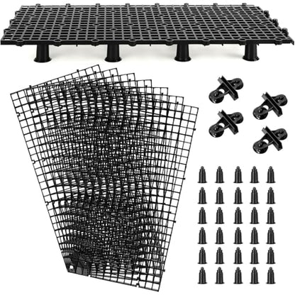 8pcs Aquarium Plastic Grid Divider Tray Egg Crate Aquarium Fish Tank Bottom Isolation with Bracket and Suction Cups(11.8x5.9 Inch)