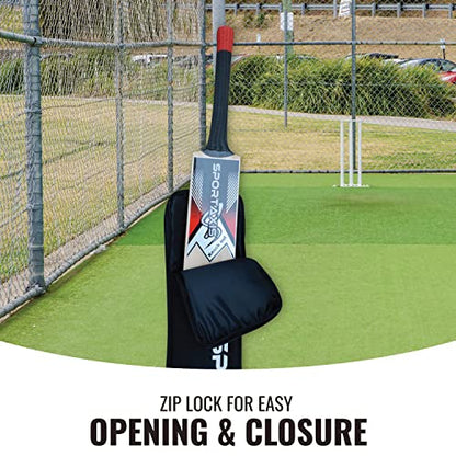 SPORTAXIS Foam Padded Bag for Cricket Bat- Adjustable Strap, Lightweight, Durable, Strong Protection to Bats (Black)
